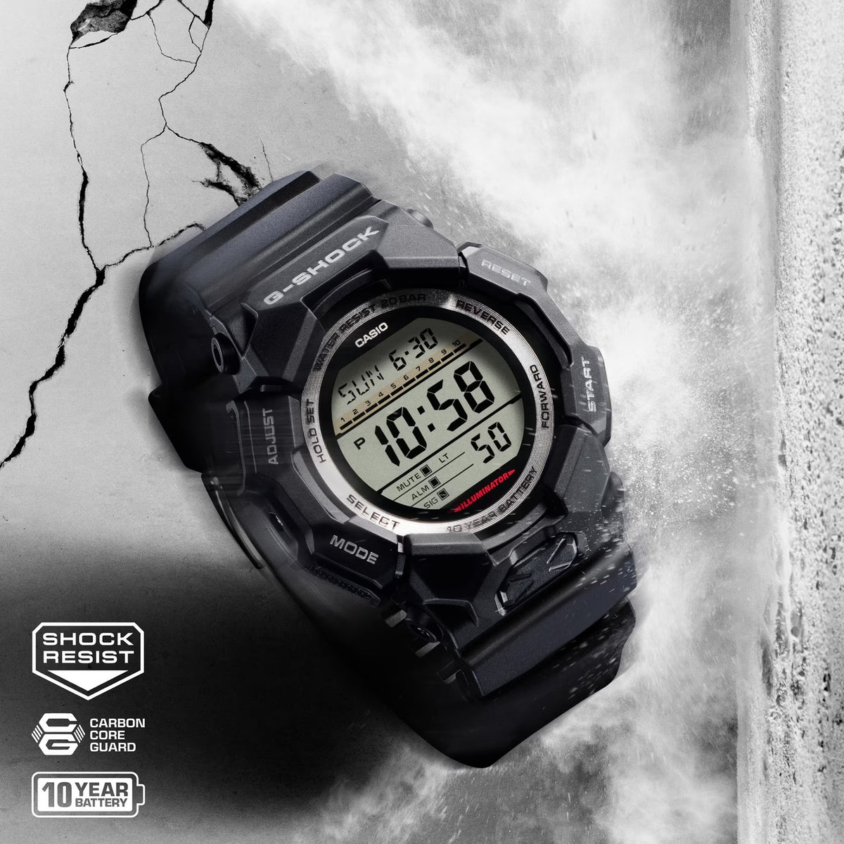 G-Shock Men Quartz Black Dial Digital Resin Watch G1604
