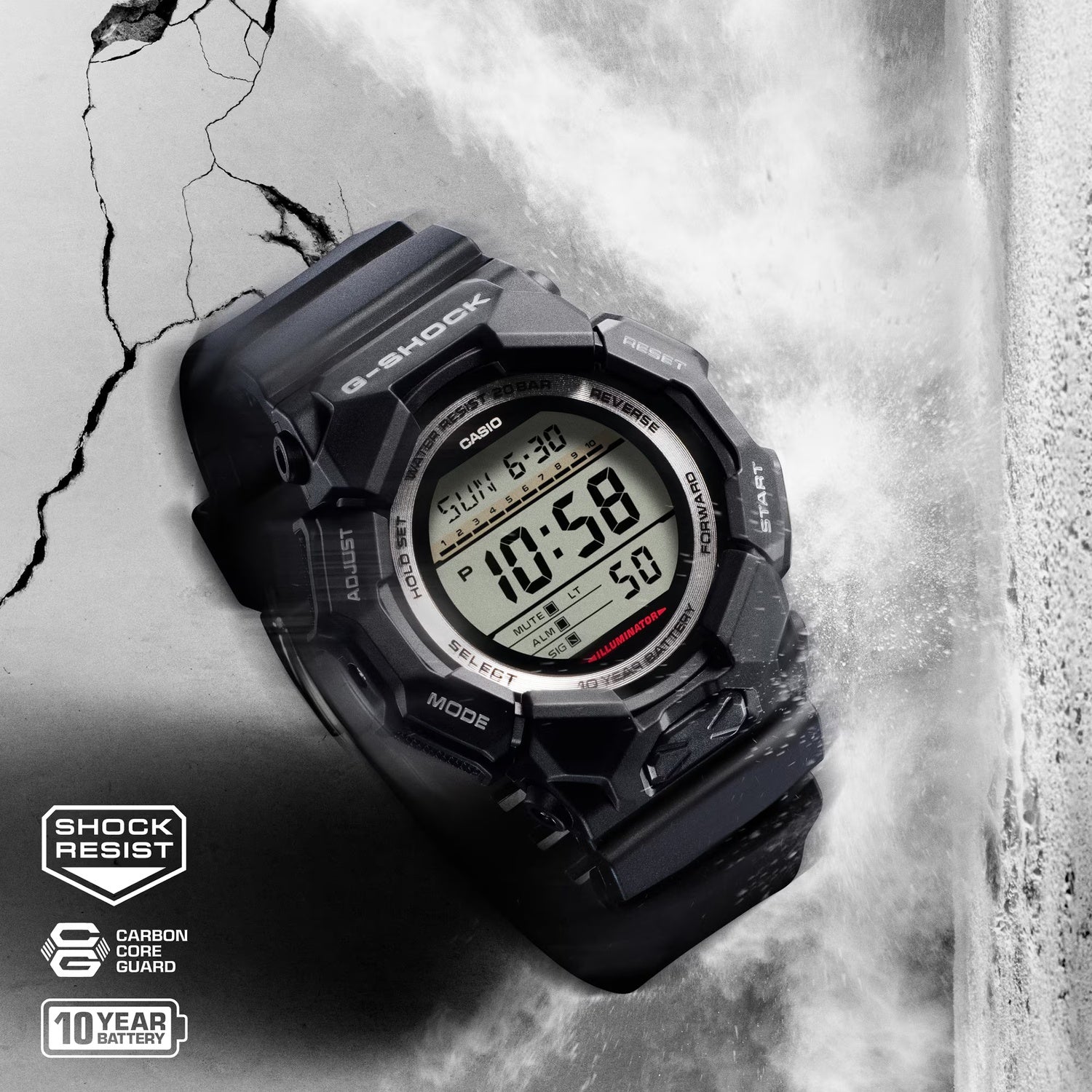 G-Shock Men Quartz Black Dial Digital Resin Watch G1604