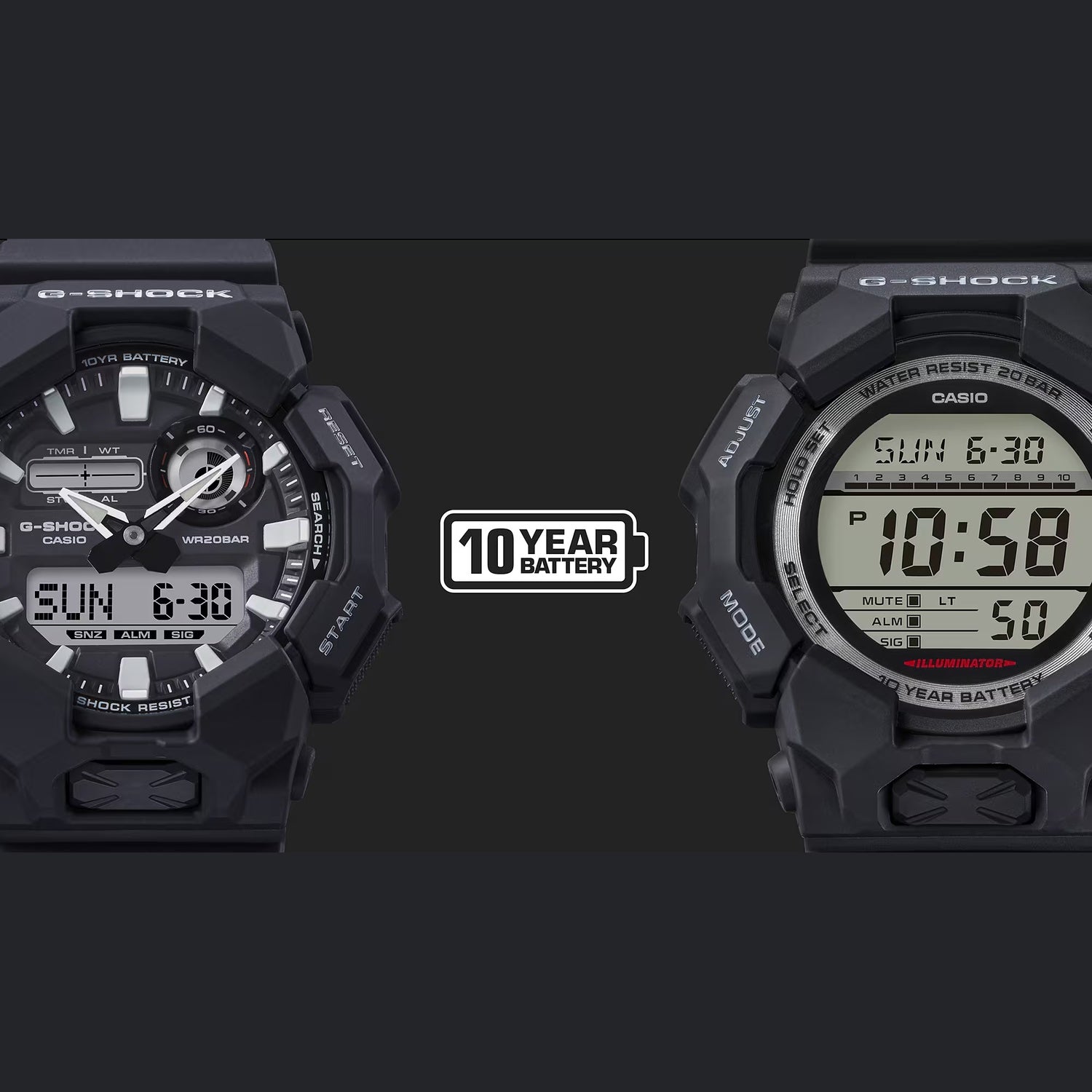 G-Shock Men Quartz Black Dial Digital Resin Watch G1604
