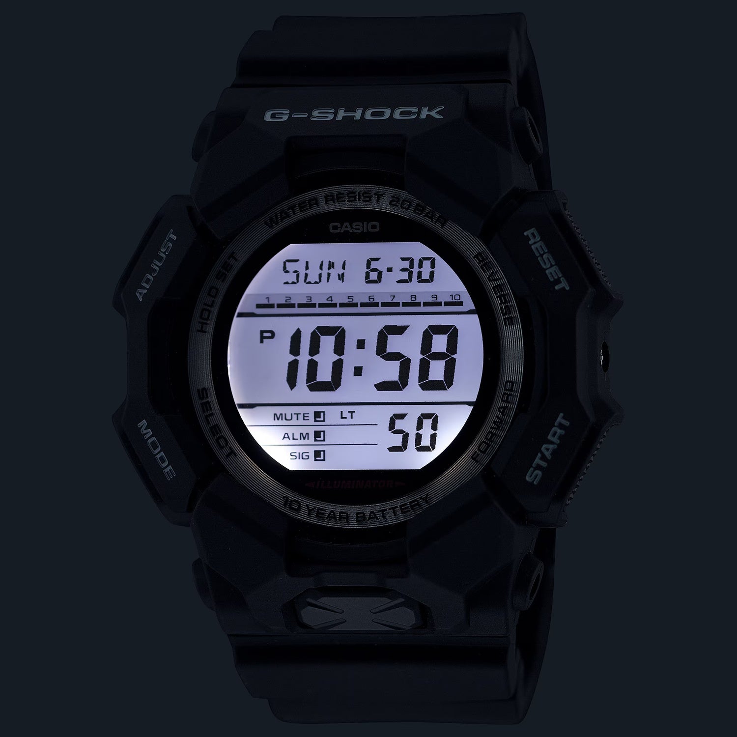 G-Shock Men Quartz Black Dial Digital Resin Watch G1604