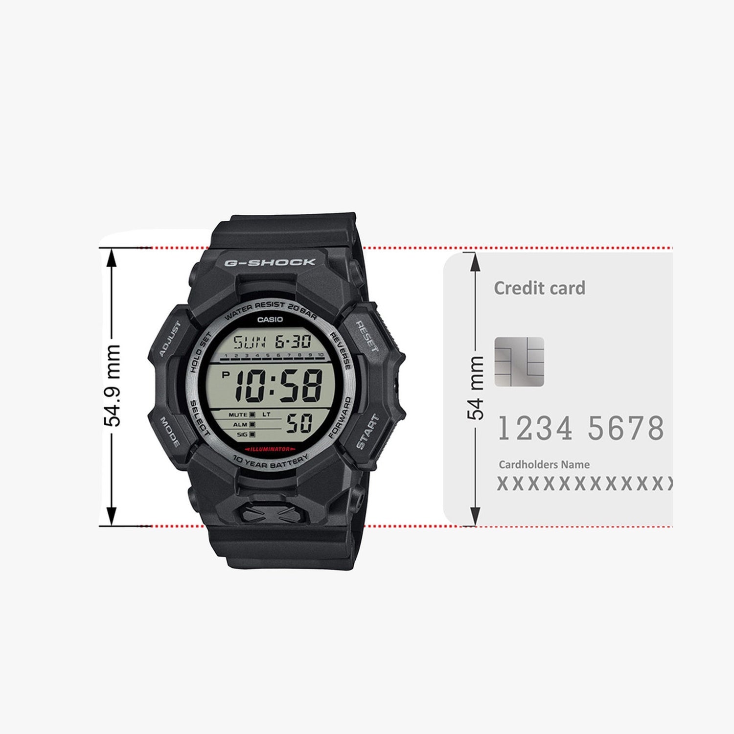 G-Shock Men Quartz Black Dial Digital Resin Watch G1604