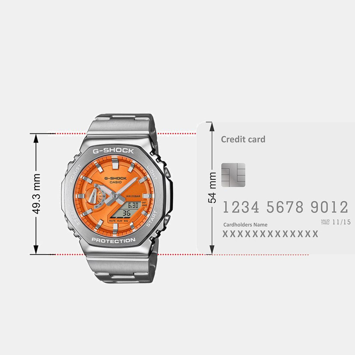 G-Shock Men Quartz Orange Dial Analog-Digital Stainless Steel Watch G1610
