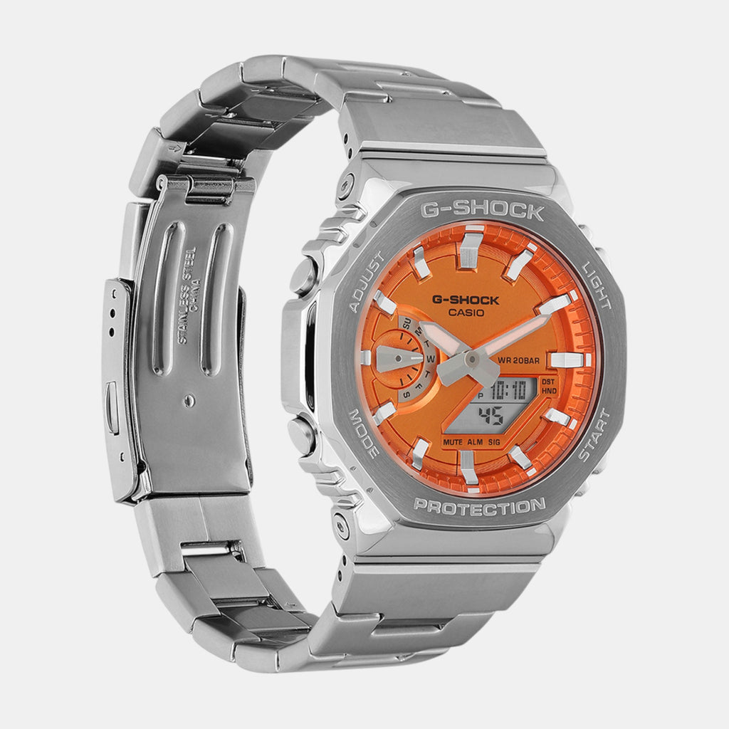 G-Shock Men Quartz Orange Dial Analog-Digital Stainless Steel Watch G1610