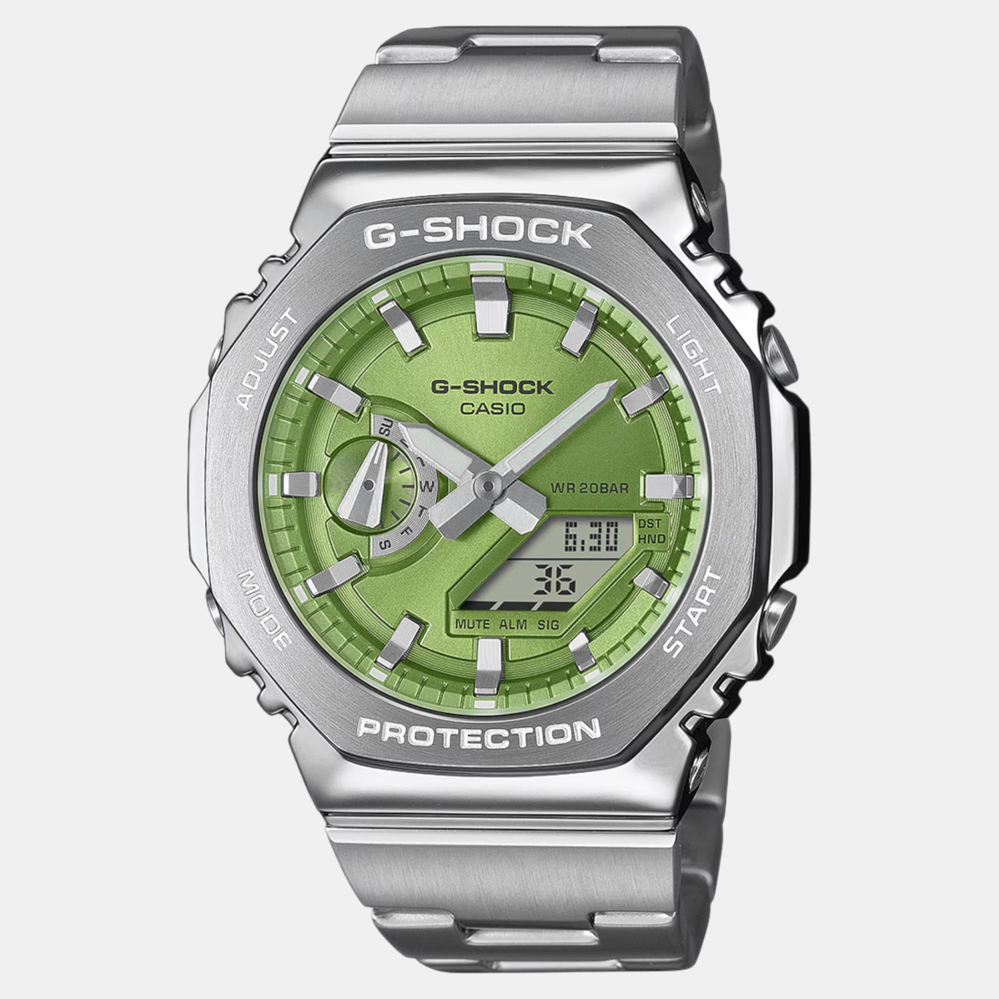 G-Shock Men Quartz Green Dial Analog-Digital Stainless Steel Watch G1611