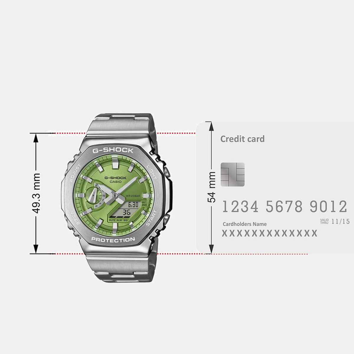 G-Shock Men Quartz Green Dial Analog-Digital Stainless Steel Watch G1611