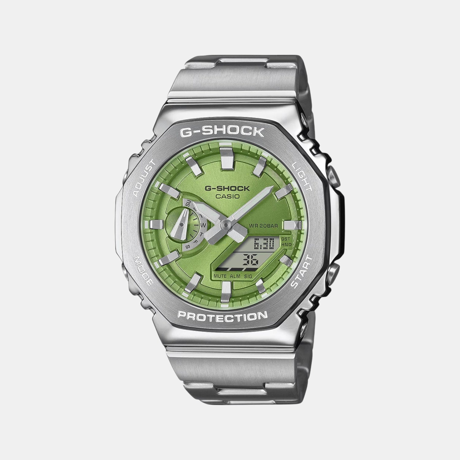 G-Shock Men Quartz Green Dial Analog-Digital Stainless Steel Watch G1611