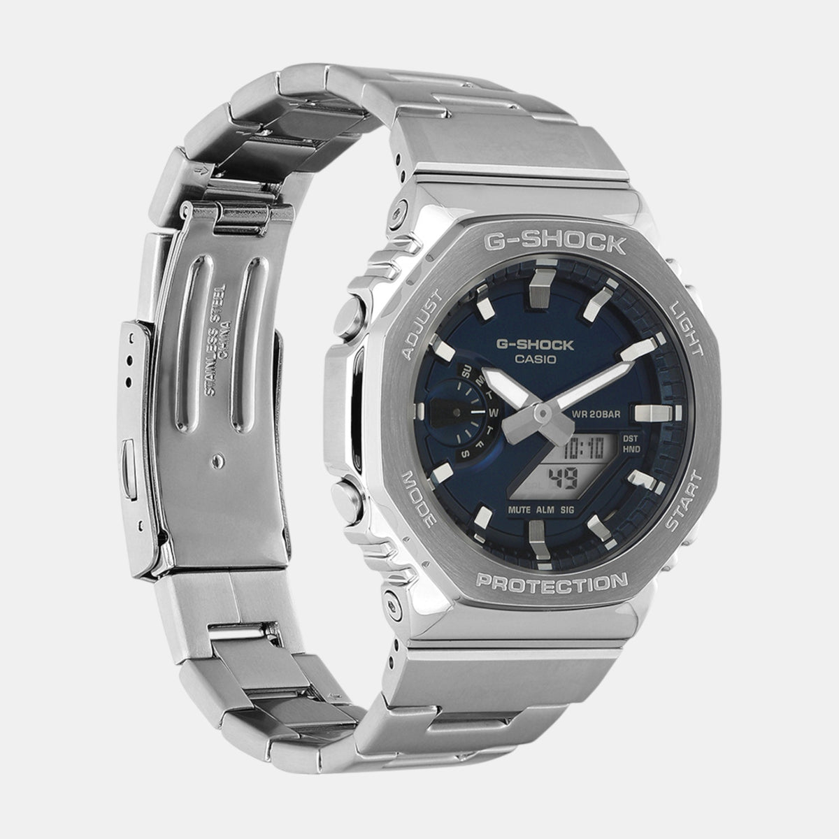 G-Shock Men Quartz Blue Dial Analog-Digital Stainless Steel Watch G1614