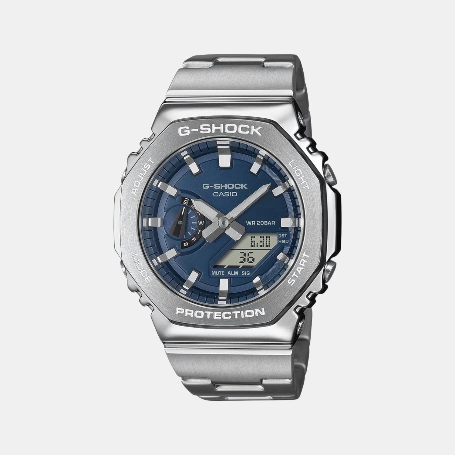 G-Shock Men Quartz Blue Dial Analog-Digital Stainless Steel Watch G1614