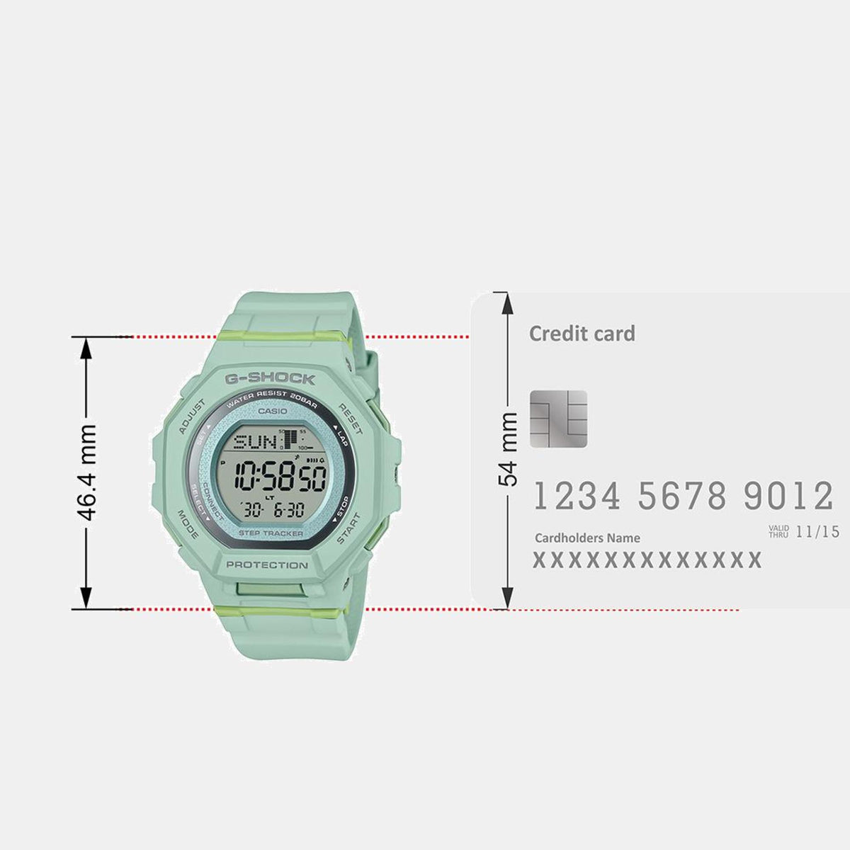 G-Shock Women Quartz Green Dial Digital Resin Watch G1618