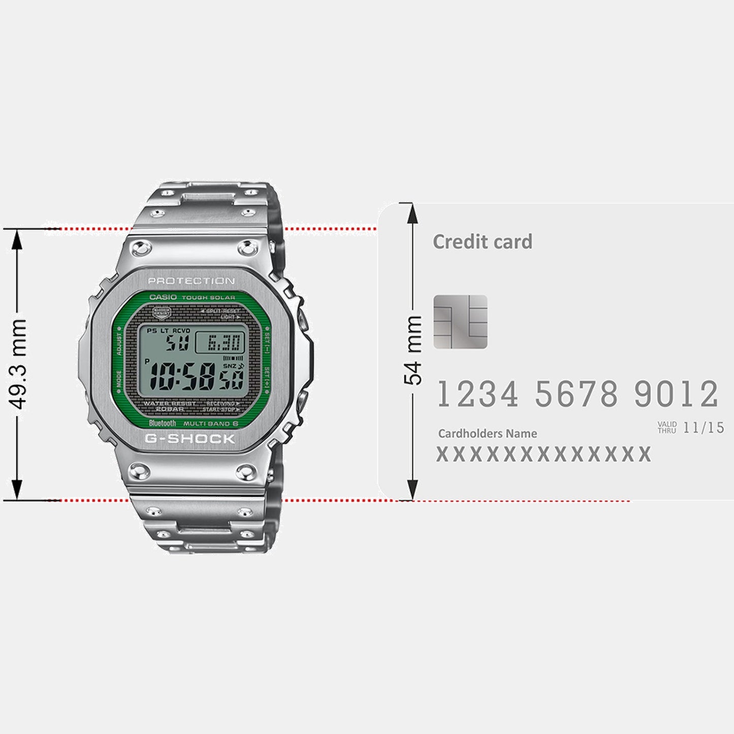 G-Shock Men Quartz Green Dial Digital Stainless Steel Watch G1628