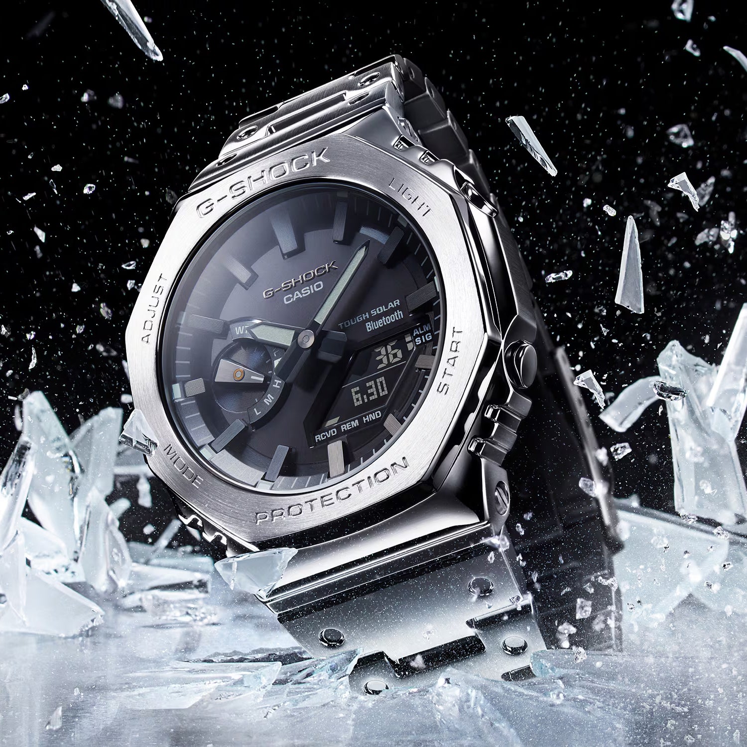 G-Shock Men Quartz Black Dial Analog-Digital Stainless Steel Watch G1638
