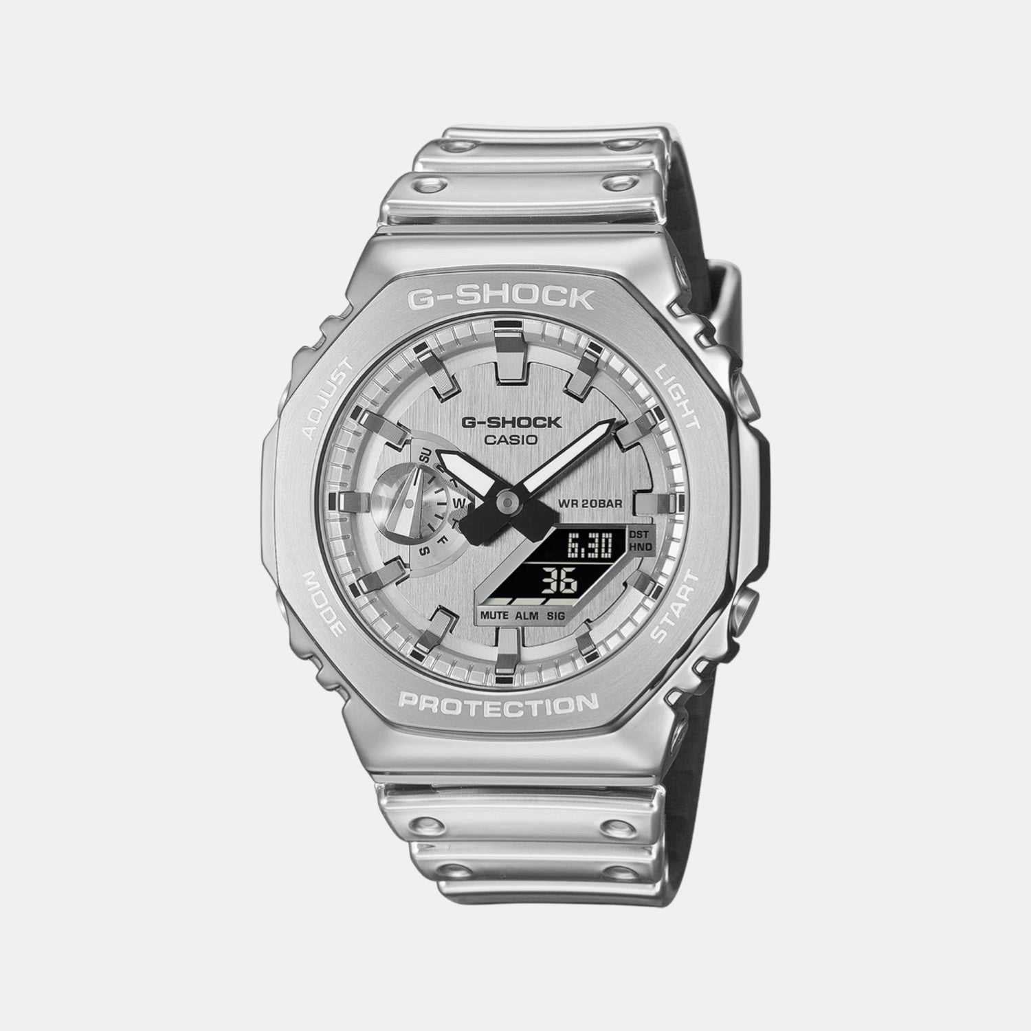 G-Shock Men Quartz Silver Dial Analog Resin Watch G1668