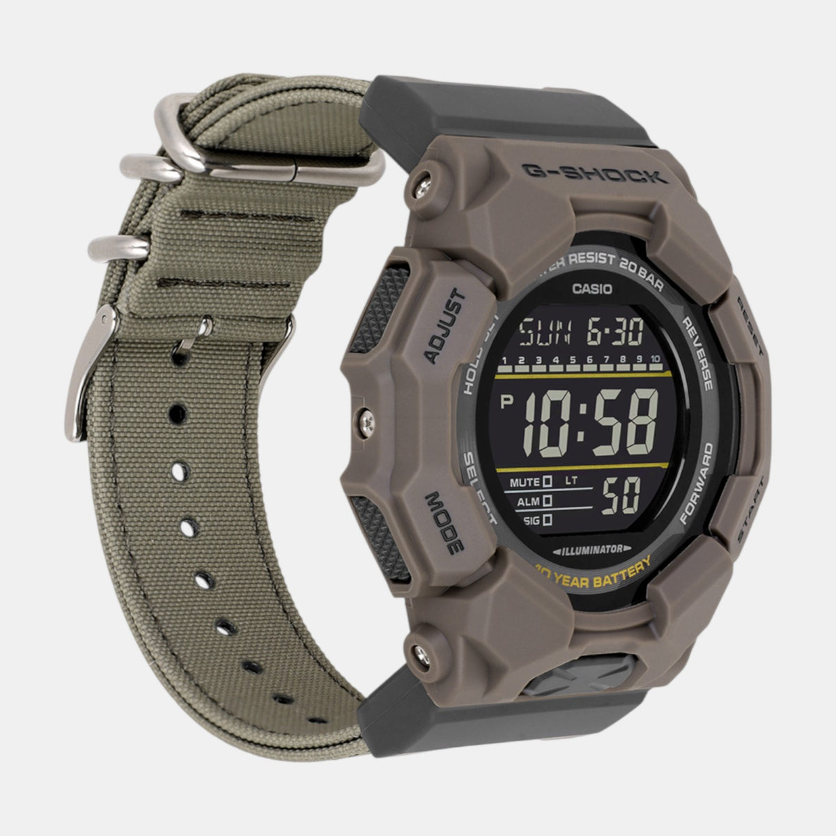 G-Shock Men Quartz Black Dial Digital Fabric Watch G1672