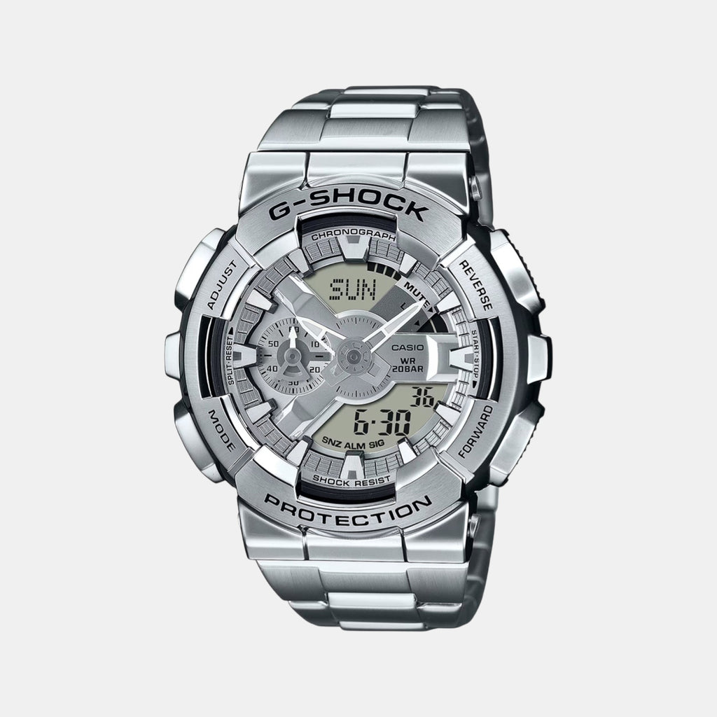 G-Shock Men Quartz Silver Dial Analog Stainless Steel Watch G1687