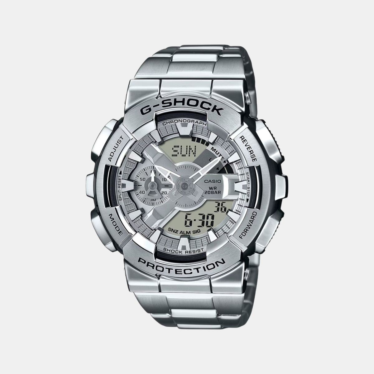 G-Shock Men Quartz Silver Dial Analog-Digital Stainless Steel Watch G1687