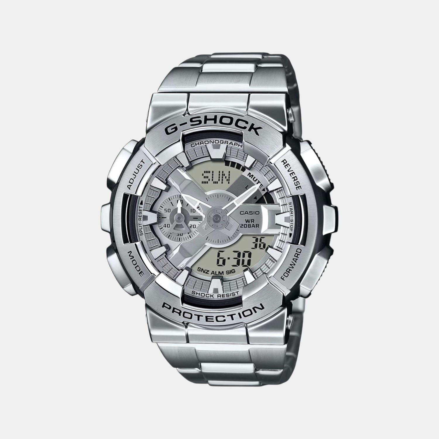 G-Shock Men Quartz Silver Dial Analog Stainless Steel Watch G1687
