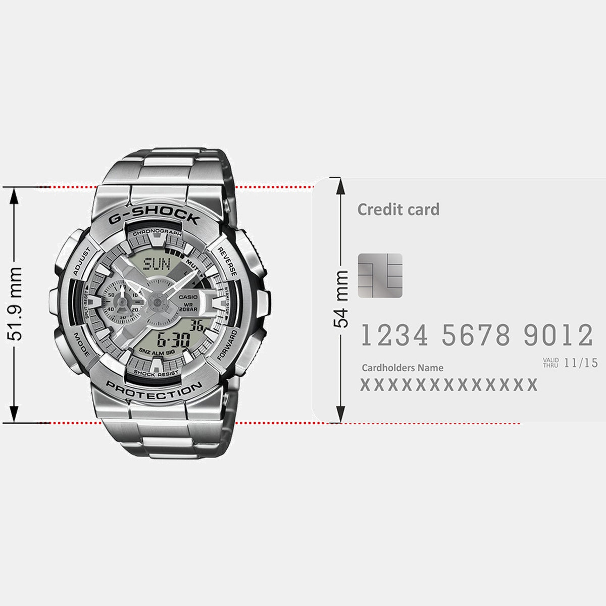 G-Shock Men Quartz Silver Dial Analog-Digital Stainless Steel Watch G1687