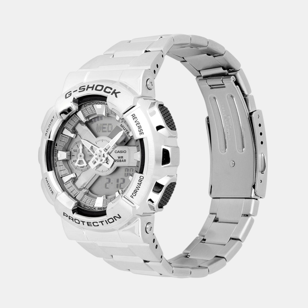 G-Shock Men Quartz Silver Dial Analog-Digital Stainless Steel Watch G1687