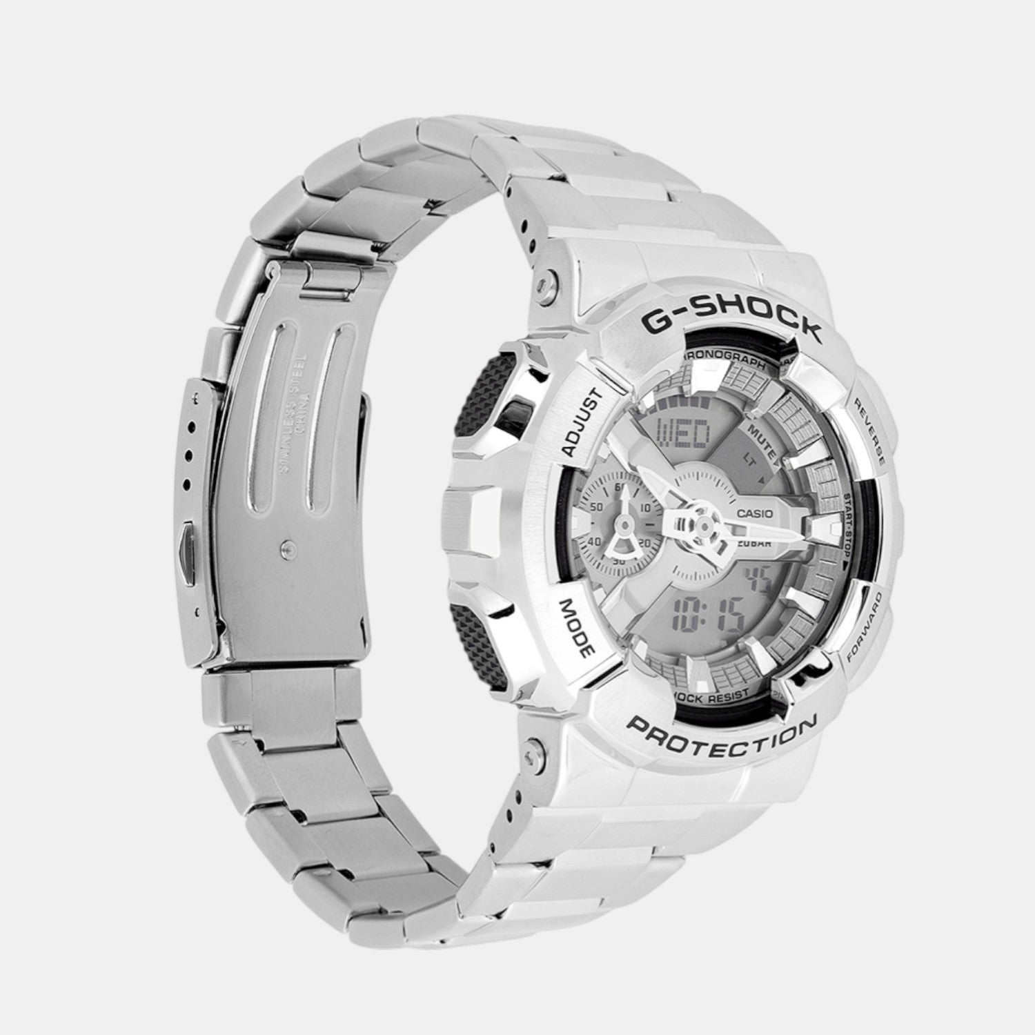 G-Shock Men Quartz Silver Dial Analog Stainless Steel Watch G1687