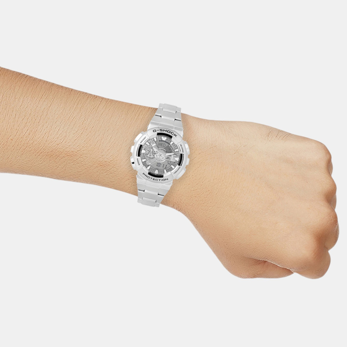 G-Shock Men Quartz Silver Dial Analog-Digital Stainless Steel Watch G1687