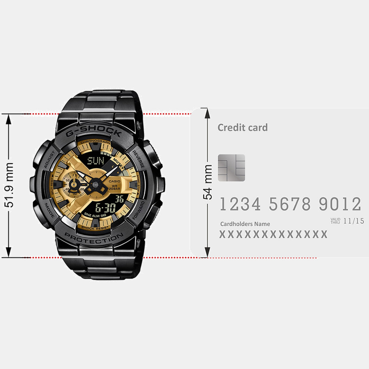 G-Shock Men Quartz Gold Dial Analog-Digital Stainless Steel Watch G1688