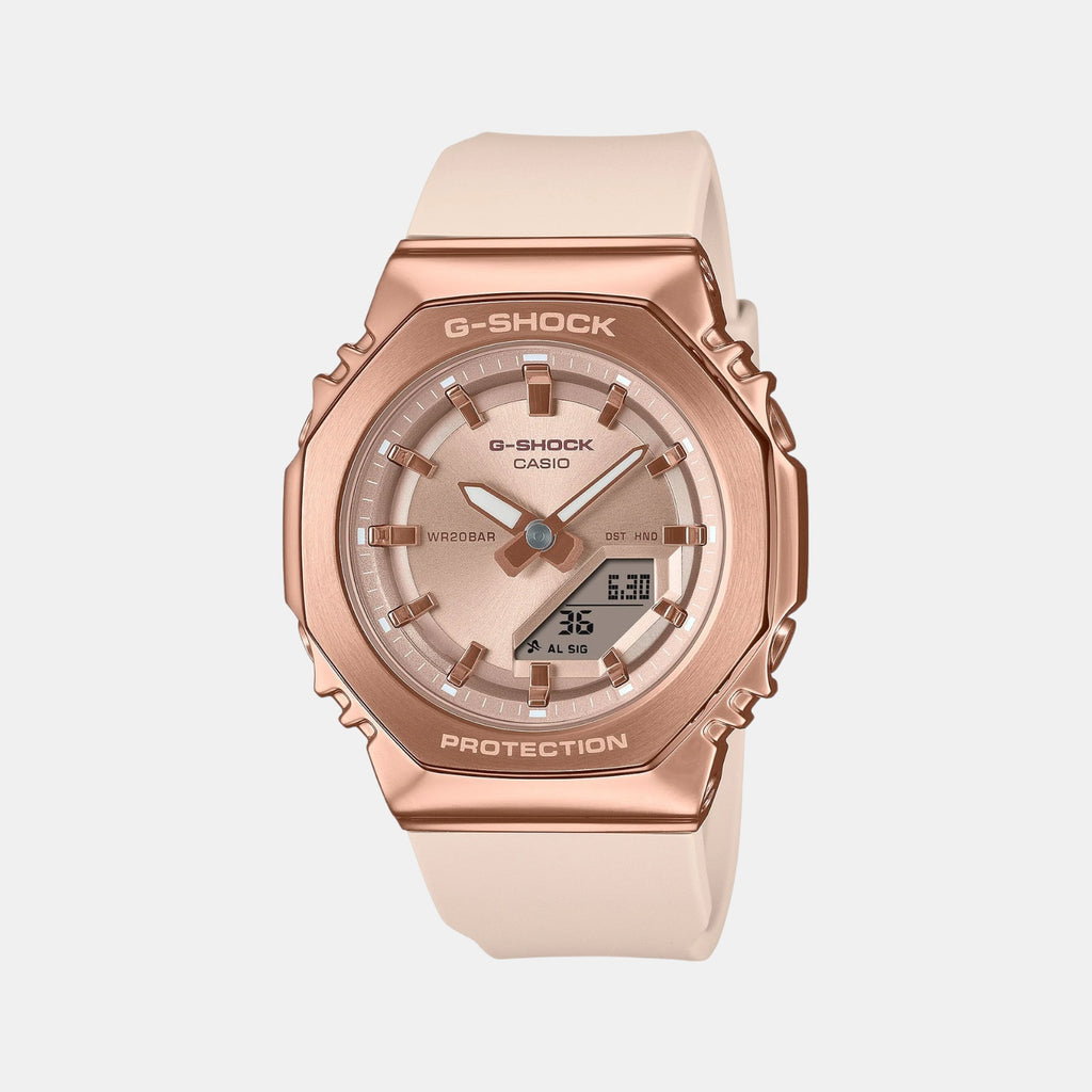 G-Shock Women Quartz Rose Gold Dial Analog-Digital Resin Watch G1694