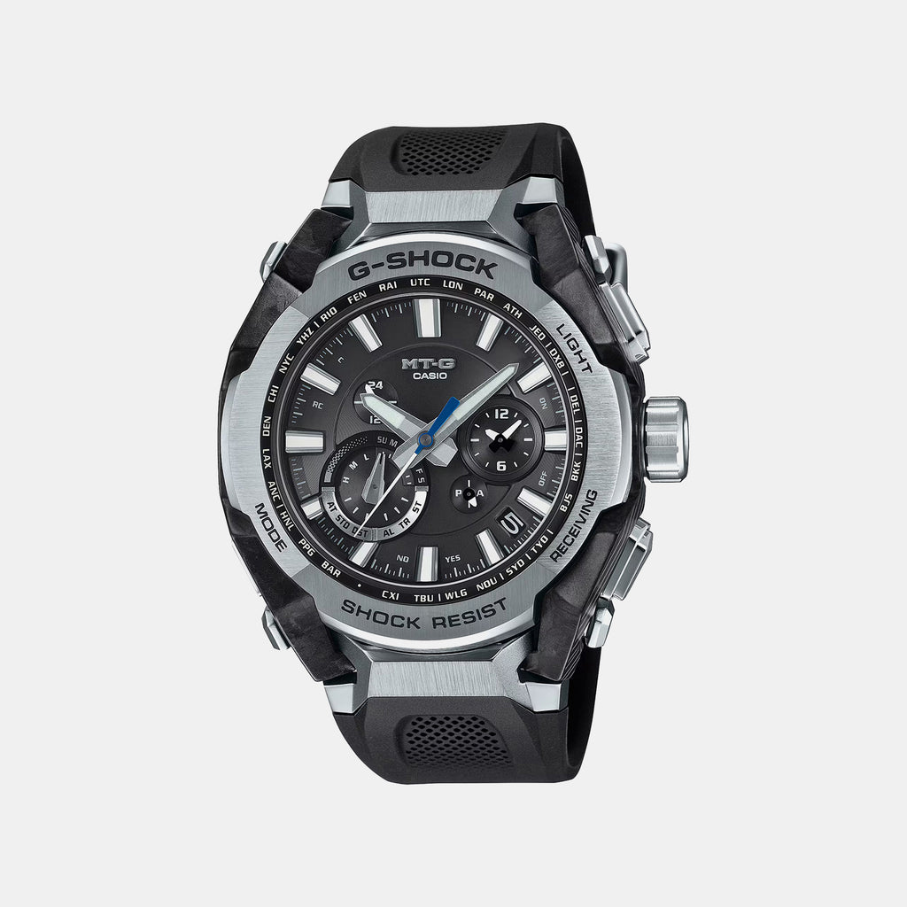 Men Solar Black Dial Analog Resin Watch G1716