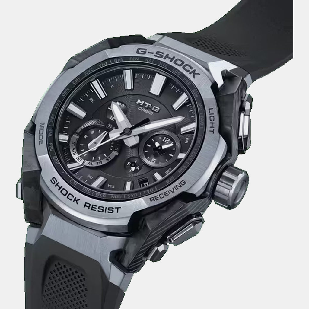 Men Solar Black Dial Analog Resin Watch G1717