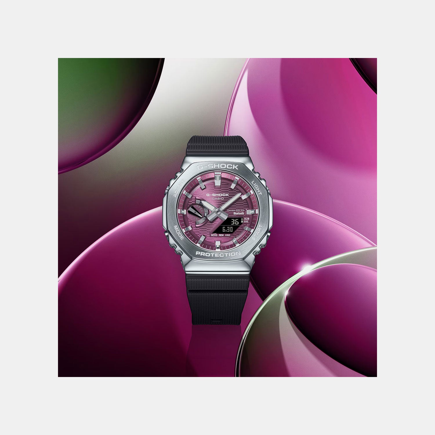 G-Shock Men Quartz Burgundy Dial Analog-Digital Resin Watch G1735 GBM-2100A-4BDR