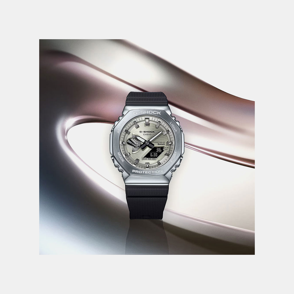 G-Shock Men Solar Light Yellow Gold Dial Analog-Digital Resin Watch G1736 GBM-2100A-8BDR