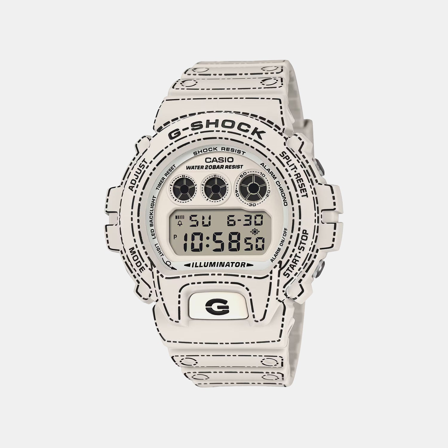 G-Shock Men Quartz White Dial Digital Resin Watch G1748