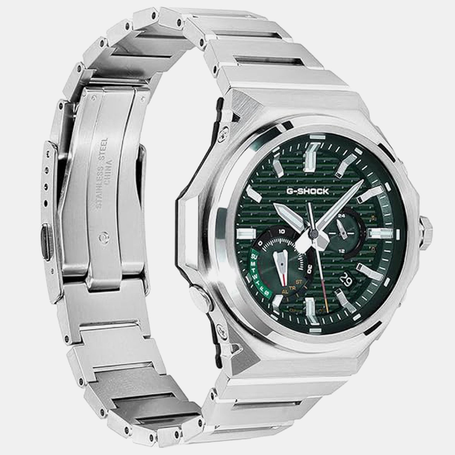 G-Shock Men Solar Green Dial Chronograph Stainless Steel Watch GST-B1000D-3A G1772