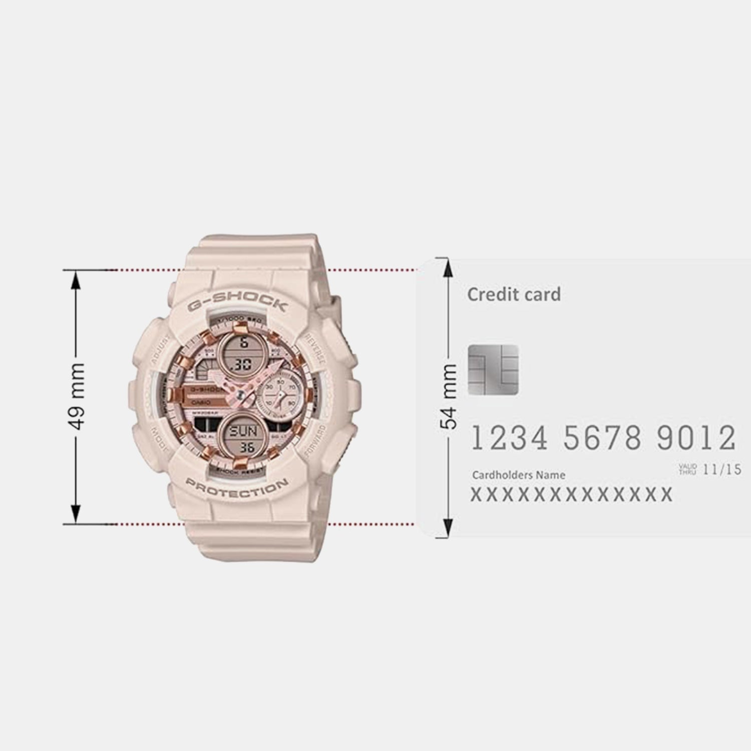 G-shock Women Quartz Rose Gold Dial Analog Resin Watch G1801