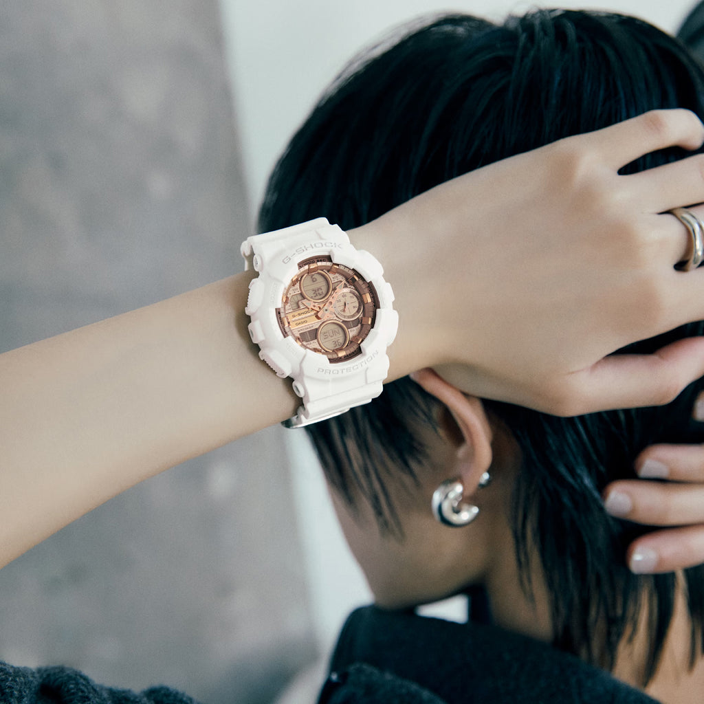 G-shock Women Quartz Rose Gold Dial Analog Resin Watch G1802
