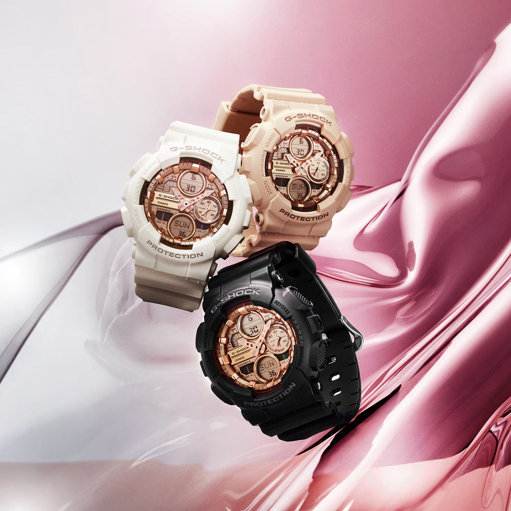 G-shock Women Quartz Rose Gold Dial Analog Resin Watch G1802