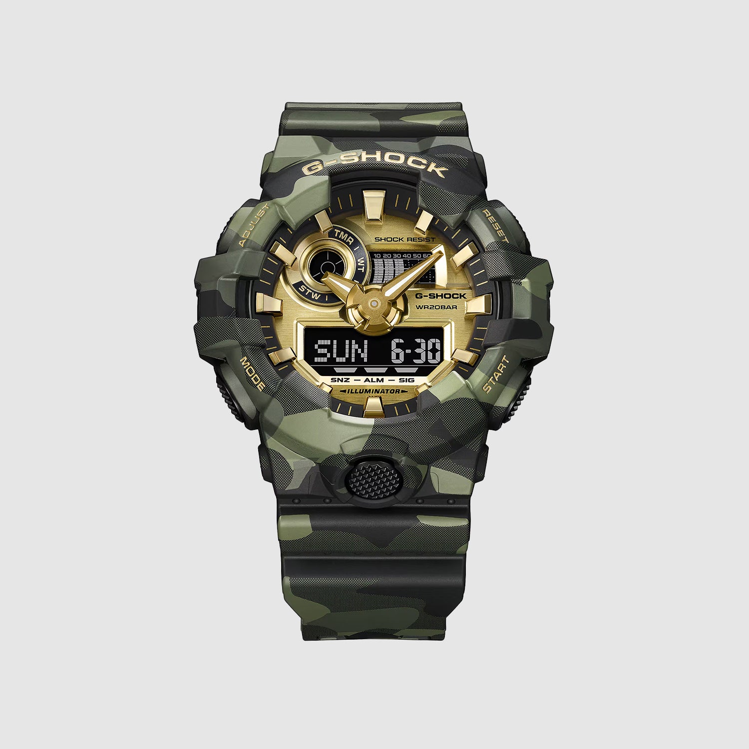 G-shock Ga-700 Series Men Quartz Green Dial Analog Resin Watch G1806