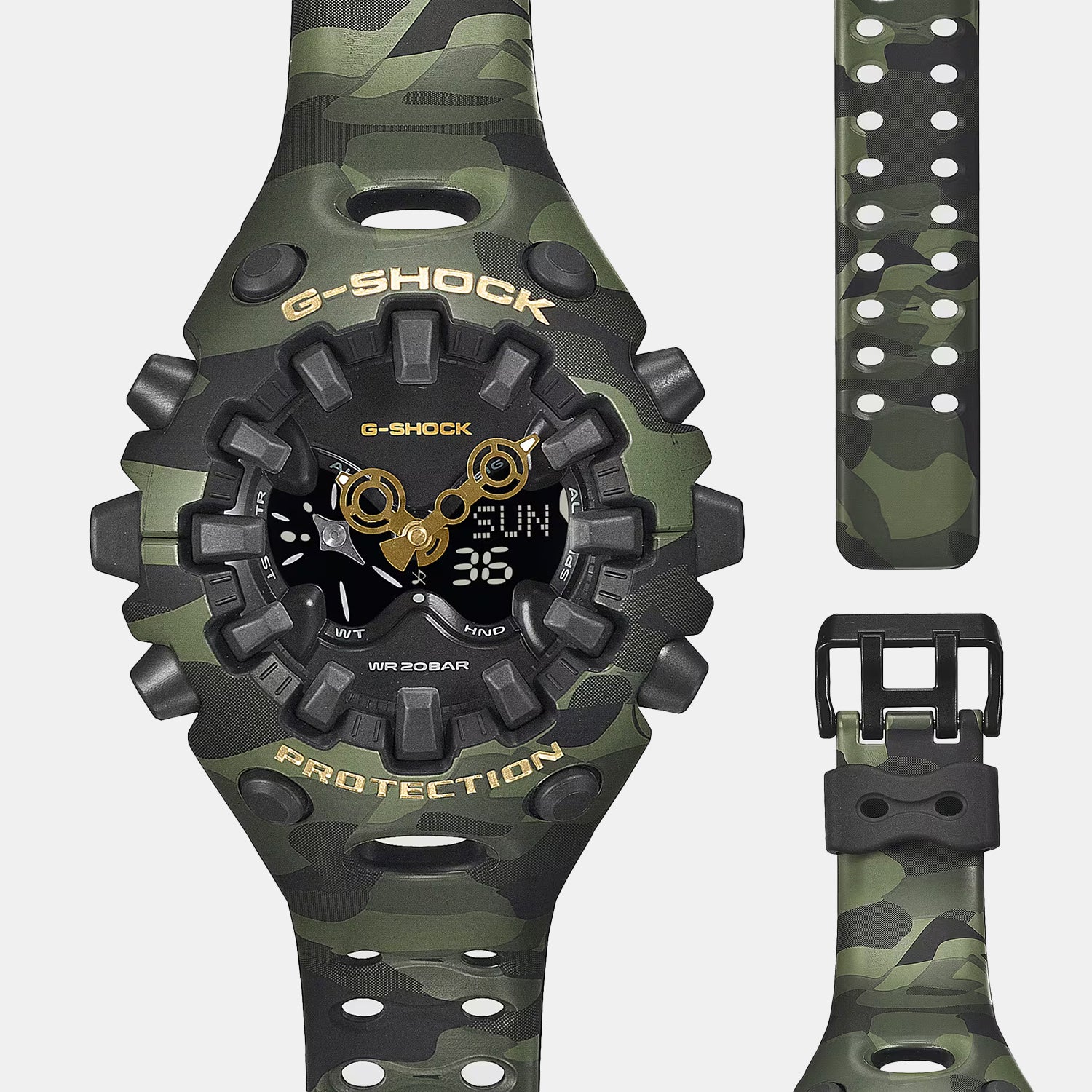 G-shock Ga-v01 Series Men Quartz Green Dial Analog-digital Resin Watch G1807