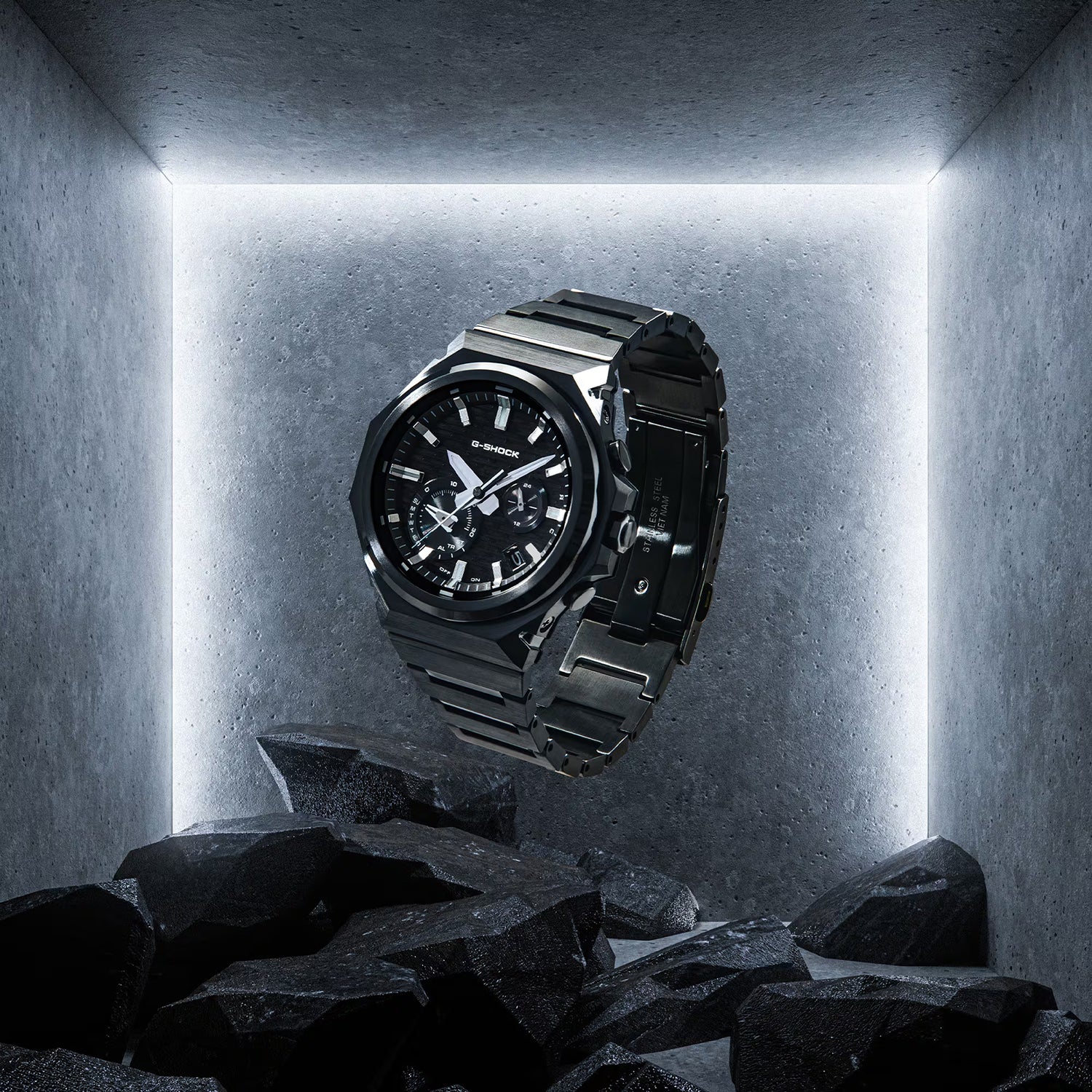G-shock G-steel Men Quartz Black Dial Analog Stainless Steel Watch G1819