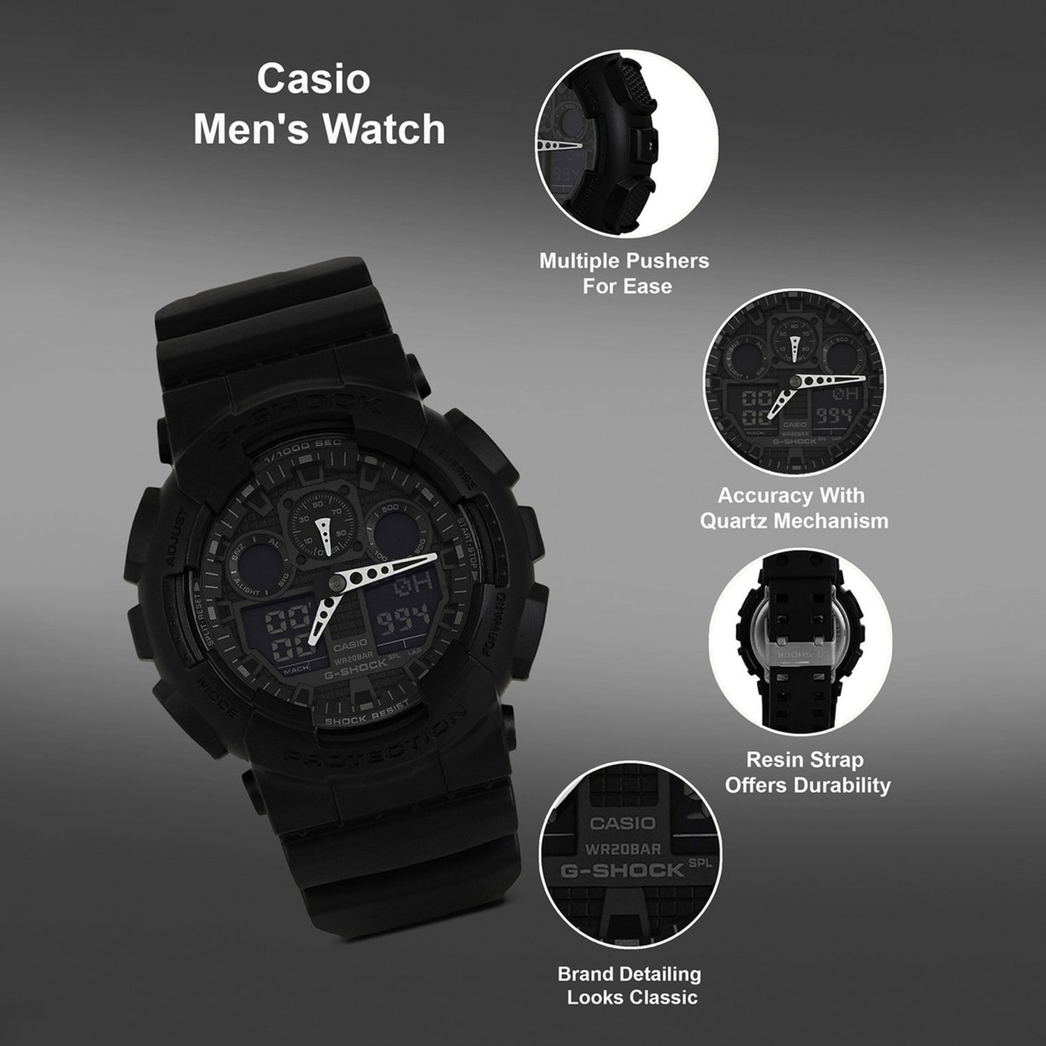 G-Shock Men Quartz Black Dial Analog-Digital Resin Watch G270