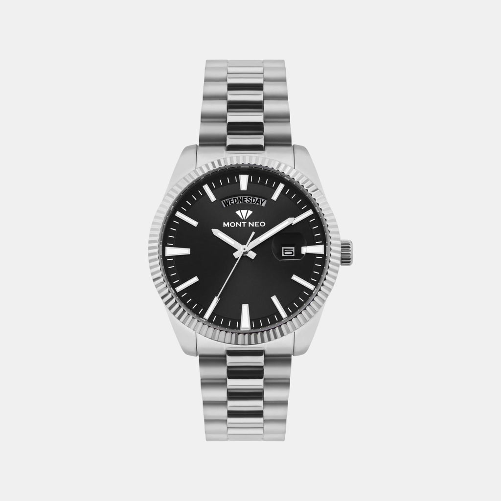 Men Quartz Black Dial Analog Stainless Steel Watch G3505D-M1104