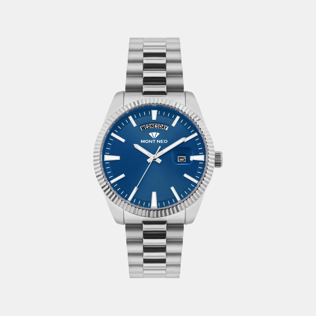 Men Quartz Blue Dial Analog Stainless Steel Watch G3505D-M1105