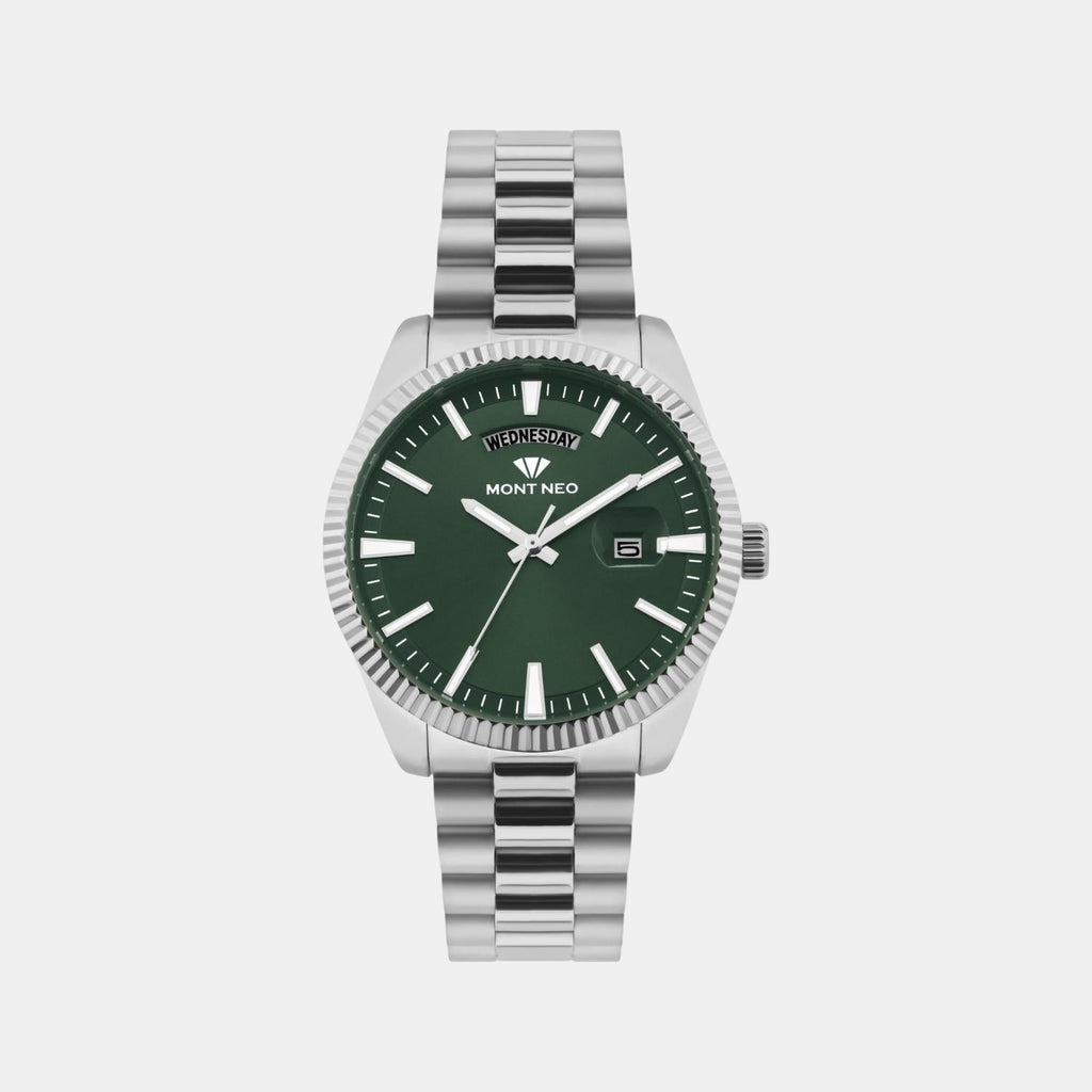 Men Quartz Green Dial Analog Stainless Steel Watch G3505D-M1114