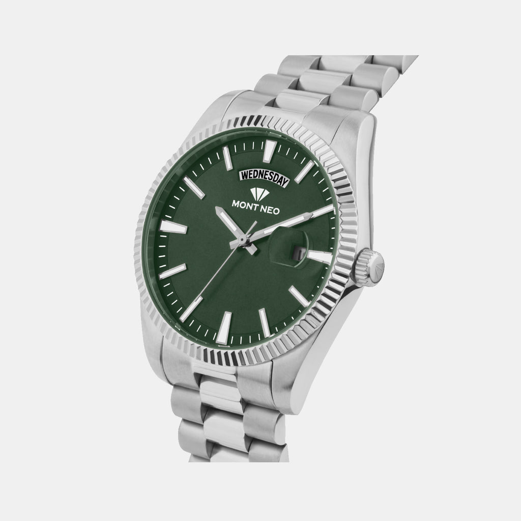 Men Quartz Green Dial Analog Stainless Steel Watch G3505D-M1114