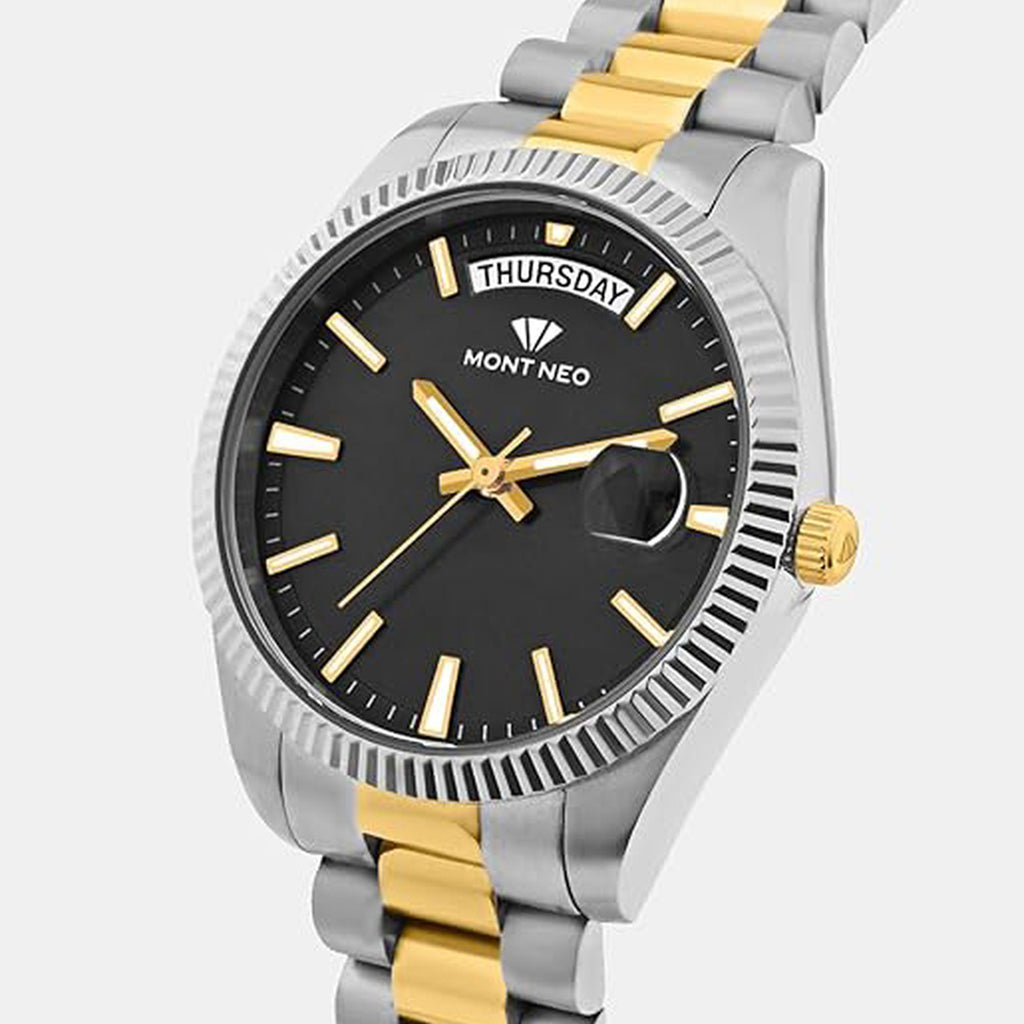 Men Quartz Black Dial Analog Stainless Steel Watch G3505D-M1204