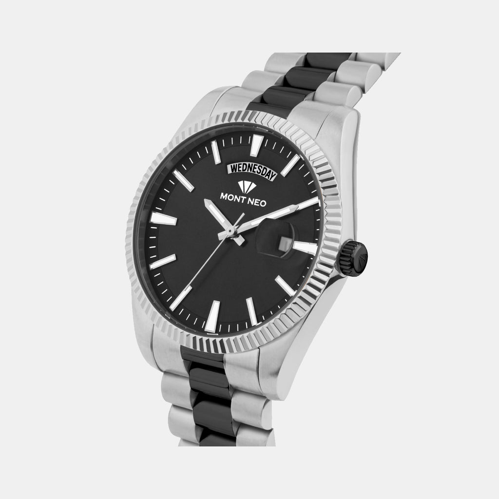 Men Quartz Black Dial Analog Stainless Steel Watch G3505D-M1404