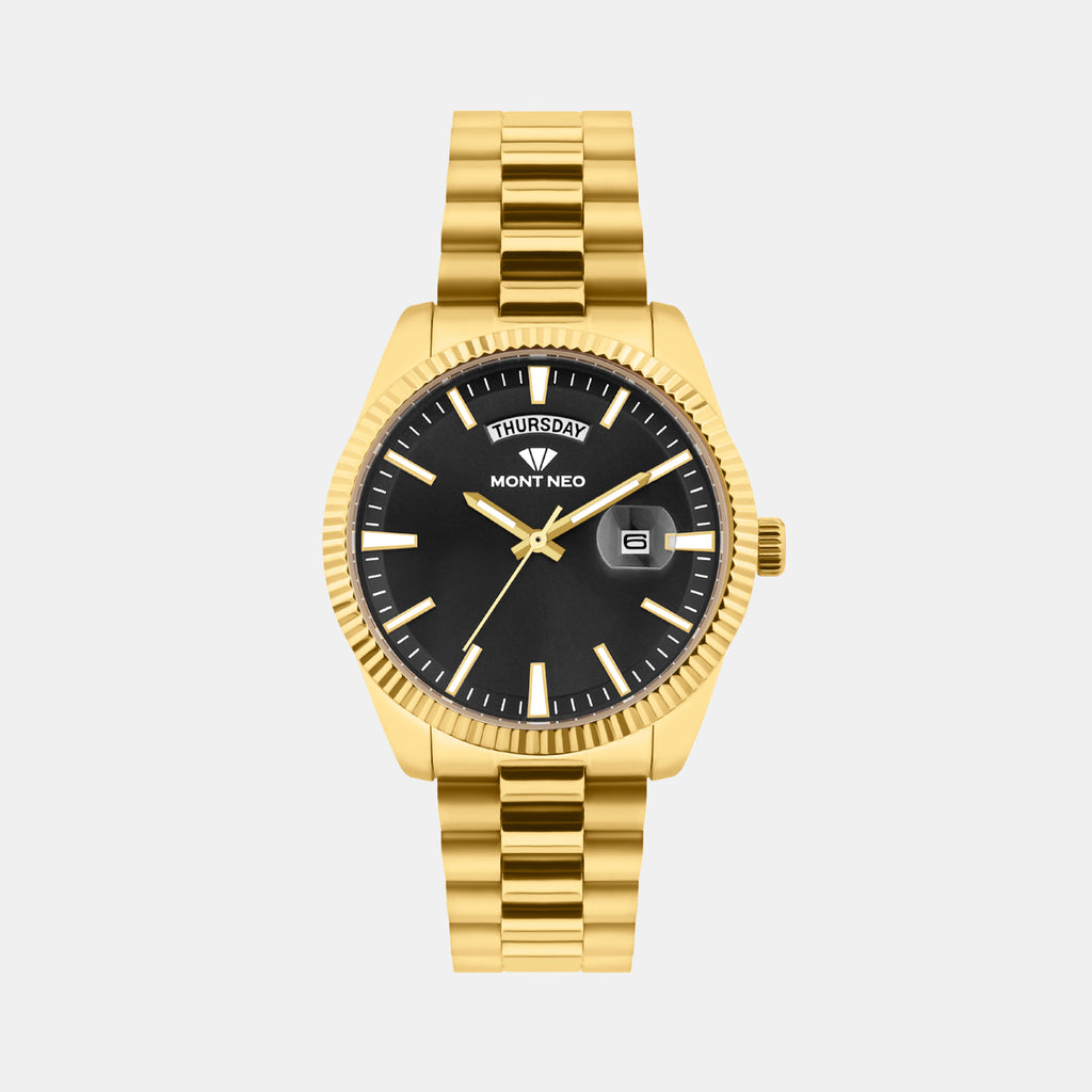 Men Quartz Black Dial Analog Stainless Steel Watch G3505D-M2204