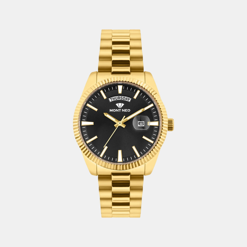 Men Quartz Black Dial Analog Stainless Steel Watch G3505D-M2204