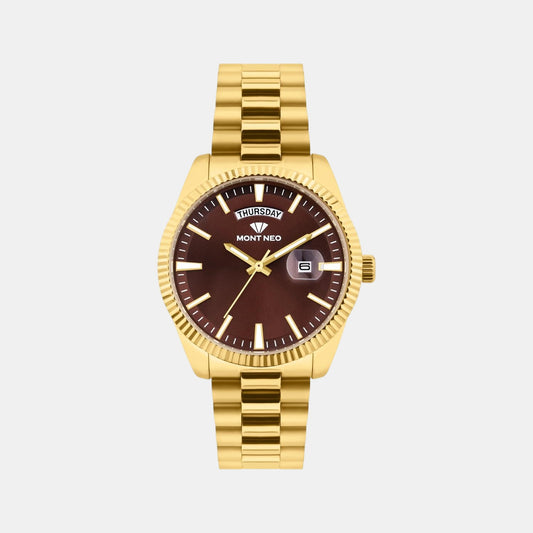 Men Quartz Red Dial Analog Stainless Steel Watch G3505D-M2212