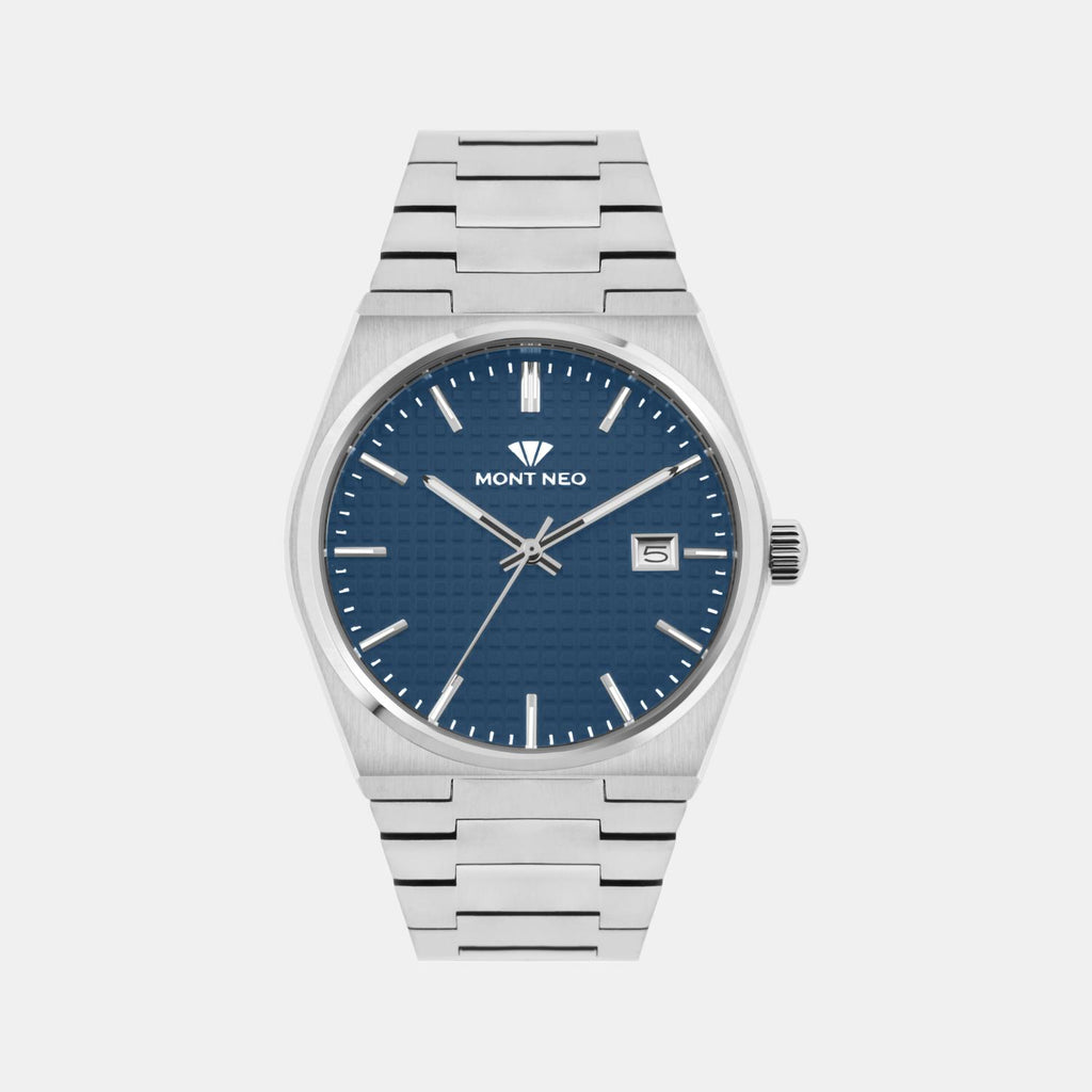 Men Quartz Blue Dial Analog Metal Watch 3509E-M1105