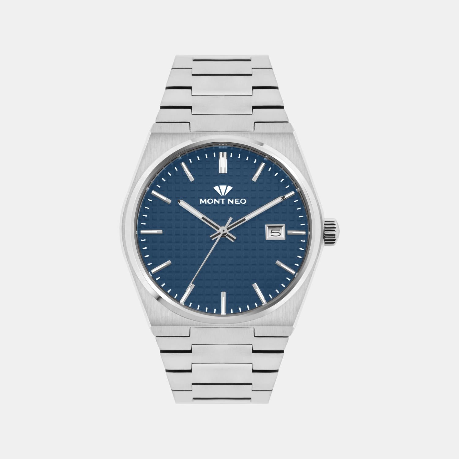 Men Quartz Blue Dial Analog Metal Watch 3509E-M1105